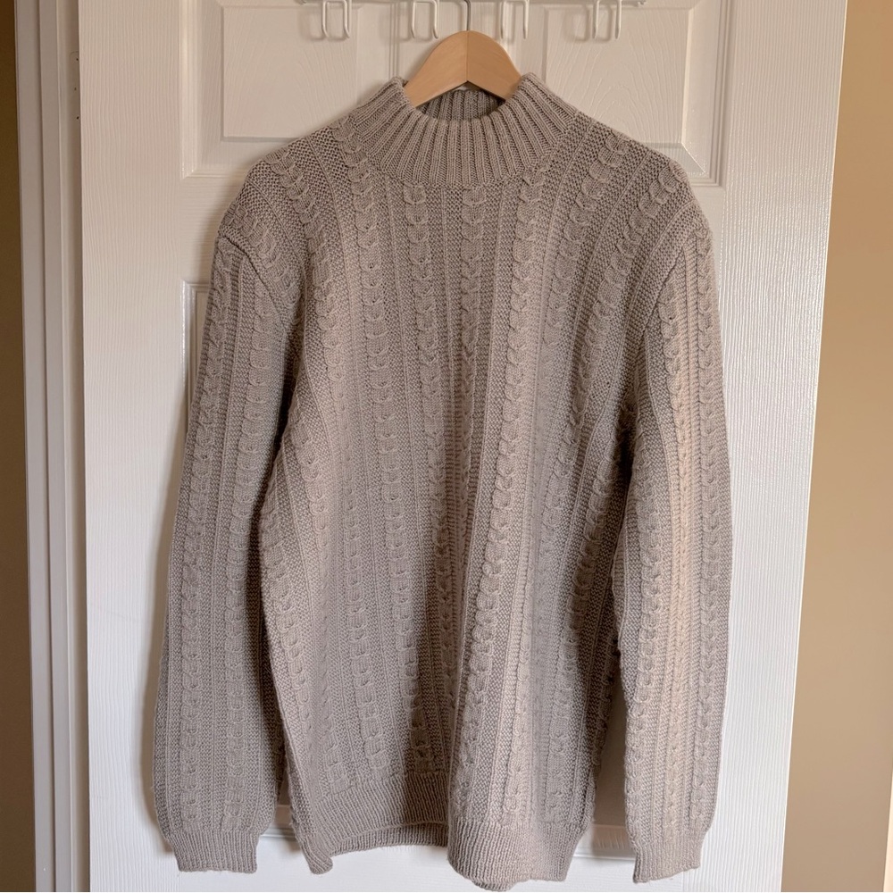 Cozy Grey Cable Knit Sweater
